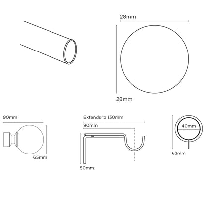 Speedy Nikola 28mm Metal Curtain Pole - Chrome