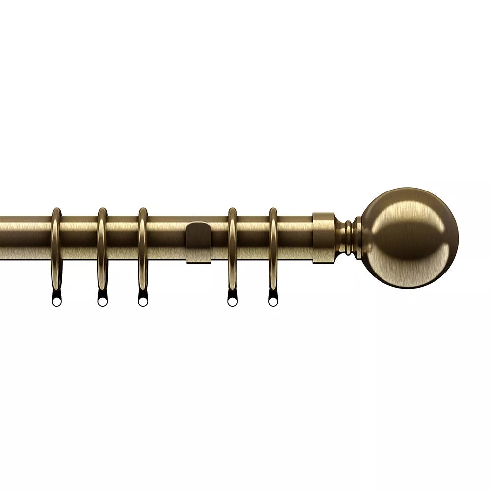 Speedy Ball 28mm Metal Curtain Pole - Antique Brass