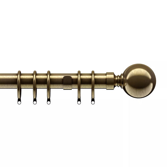Speedy Ball 28mm Metal Curtain Pole - Antique Brass