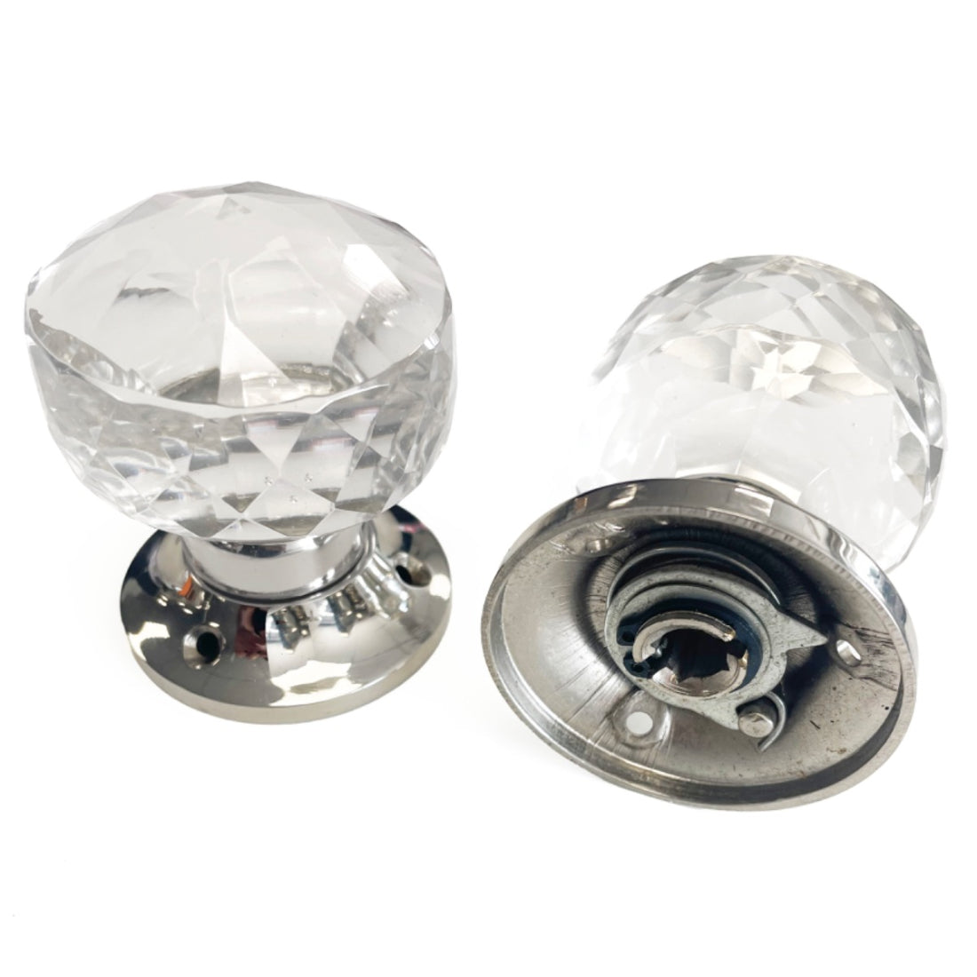 Jones Glass & Chrome Concealed Mortice Door Knobs (Pair)