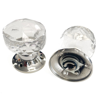 Jones Glass & Chrome Concealed Mortice Door Knobs (Pair)