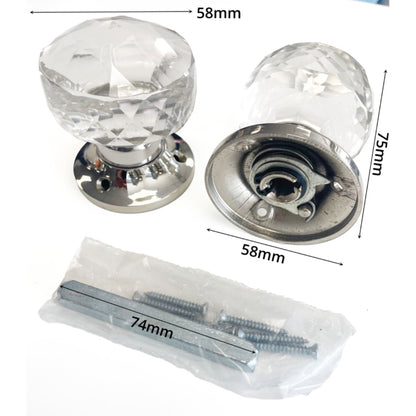 Jones Glass & Chrome Concealed Mortice Door Knobs (Pair)