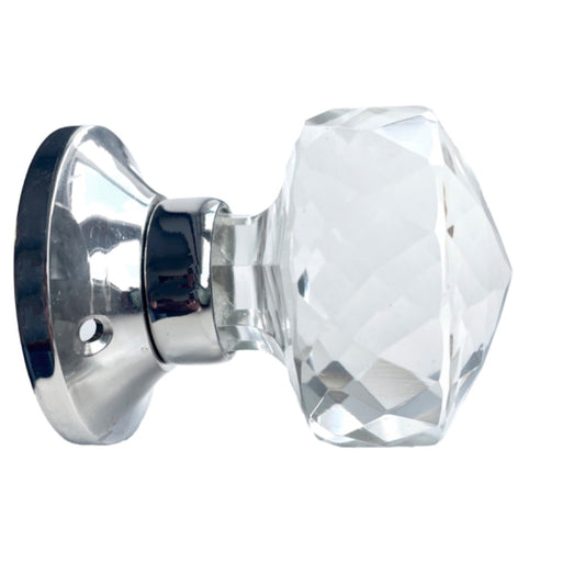 Jones Glass & Chrome Concealed Mortice Door Knobs (Pair)