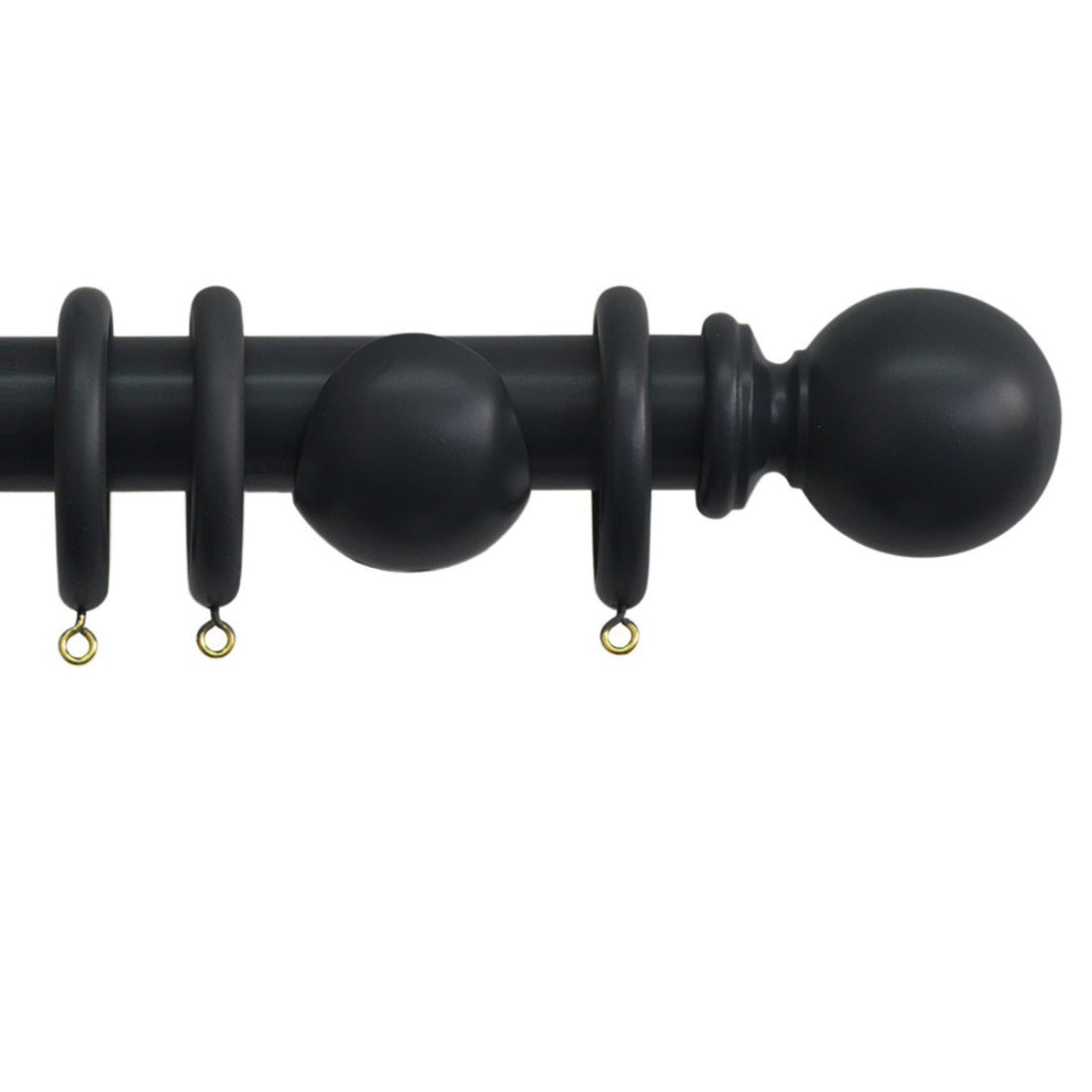 Jones Shore 35mm Wooden Curtain Pole - Black