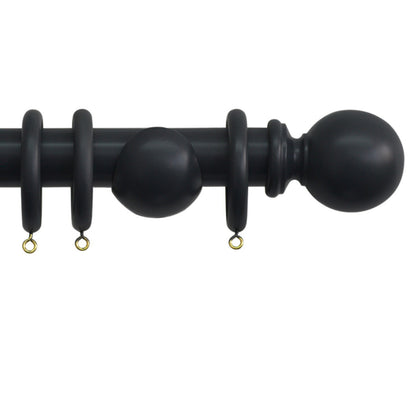 Jones Shore 35mm Wooden Curtain Pole - Black