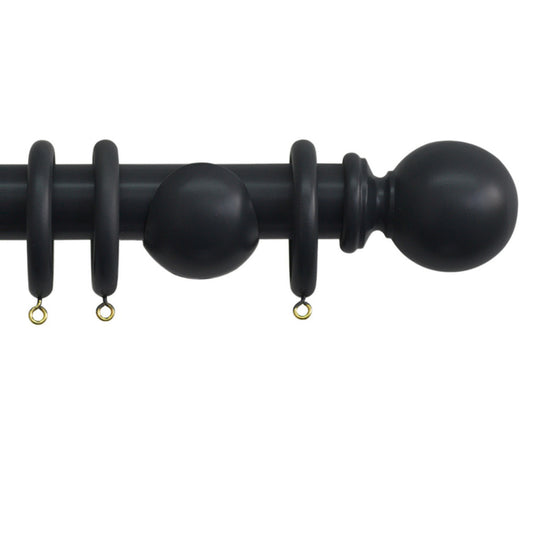 Jones Shore 35mm Wooden Curtain Pole - Black