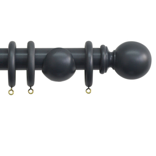 Jones Shore 35mm Wooden Curtain Pole - Charcoal