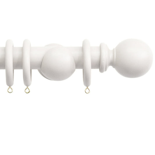 Jones Shore 35mm Wooden Curtain Pole - White
