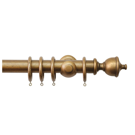 Jones Hardwick Urn 40mm Wooden Curtain Pole - Antique Gold