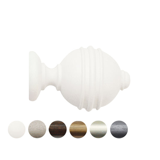 Jones Florentine Ribbed Ball 48mm Wooden Curtain Pole Finial - Cotton