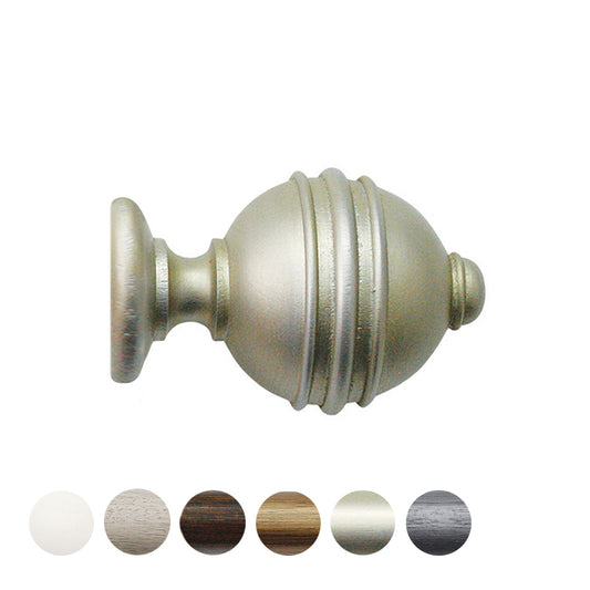 Jones Florentine Ribbed Ball 48mm Wooden Curtain Pole Finial - Champagne Silver