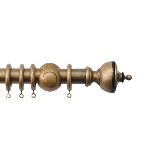 Jones Cathedral Exeter 30mm Wooden Curtain Pole - Antique Gold