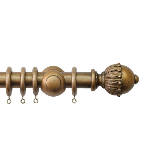 Jones Cathedral Wells 30mm Wooden Curtain Pole - Antique Gold