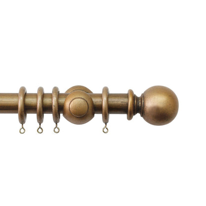 Jones Cathedral Ball 30mm Wooden Curtain Pole Finial - Antique Gold