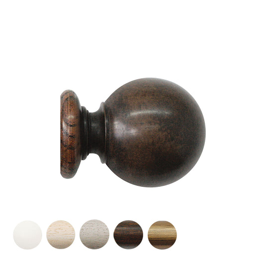 Jones Cathedral Ball 30mm Wooden Curtain Pole Finial - Oak