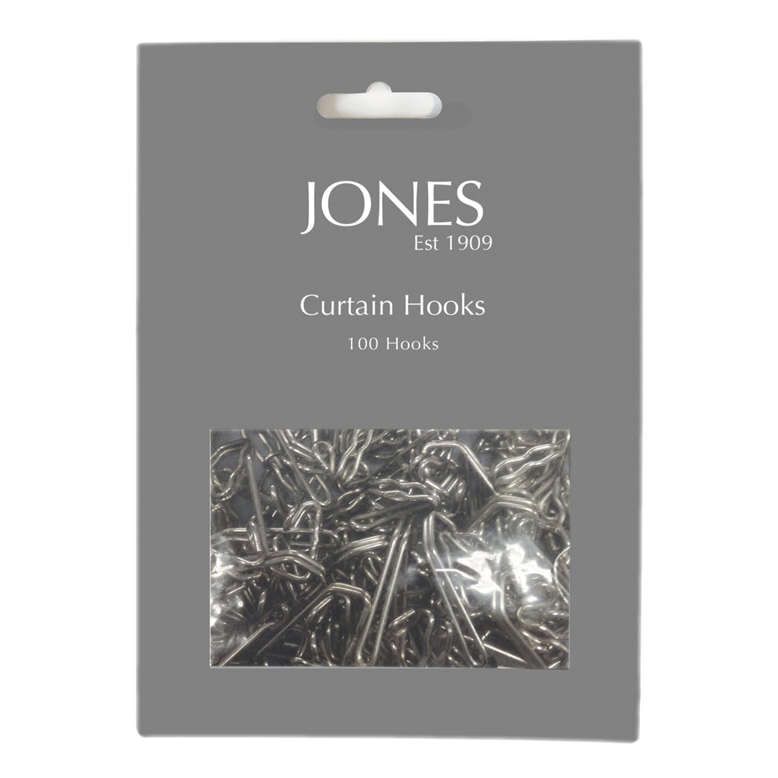 Jones Zinc Plated Metal Curtain Hooks (Pack of 100)