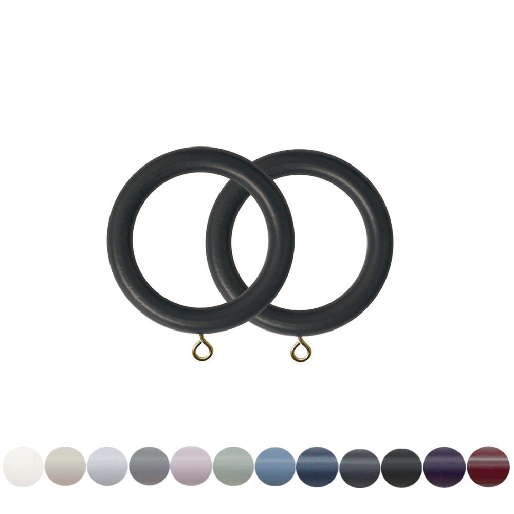 Jones Estate 48mm Wooden Curtain Ring - Charcoal
