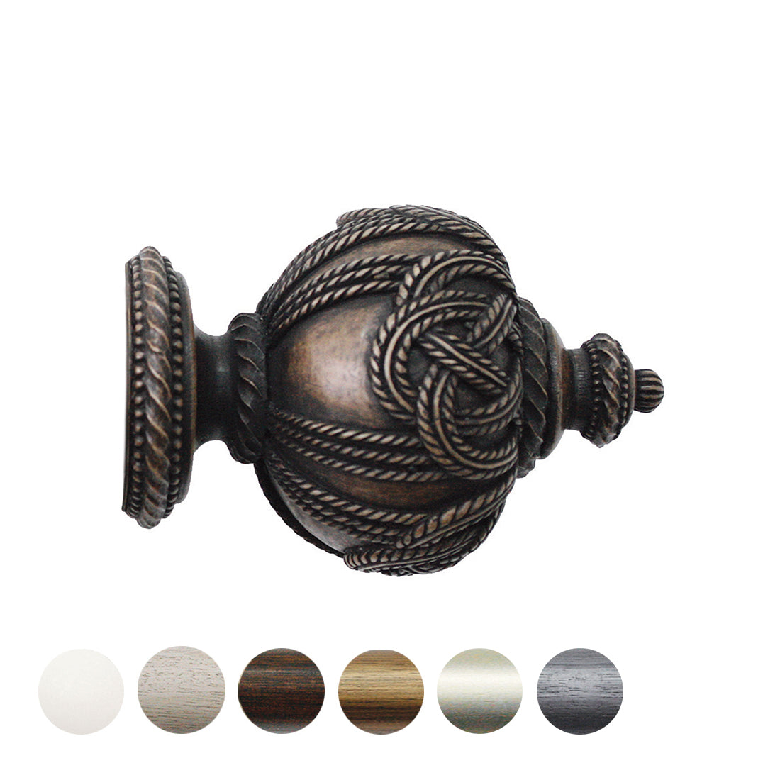Jones Florentine Rope 48mm Wooden Curtain Pole Finial - Oak