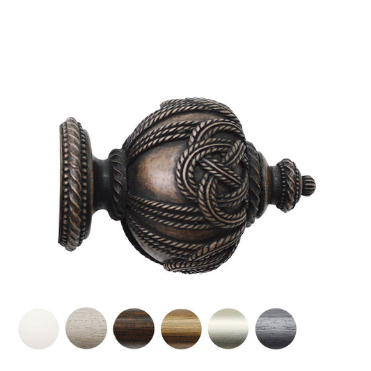 Jones Florentine Rope 48mm Wooden Curtain Pole Finial - Oak