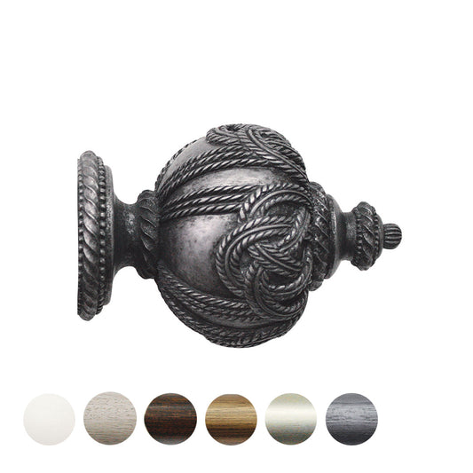 Jones Florentine Rope 48mm Wooden Curtain Pole Finial - Pewter