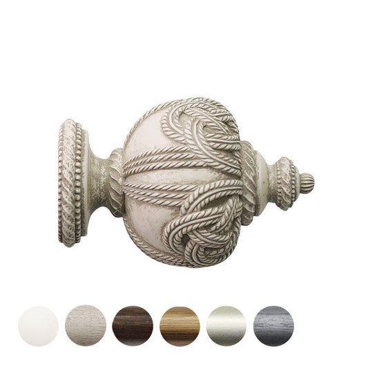 Jones Florentine Rope 48mm Wooden Curtain Pole Finial - Putty
