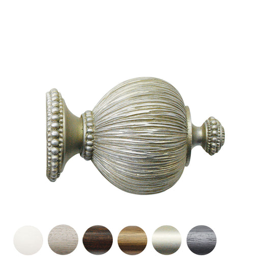 Jones Florentine Pleated 48mm Wooden Curtain Pole Finial - Champagne Silver