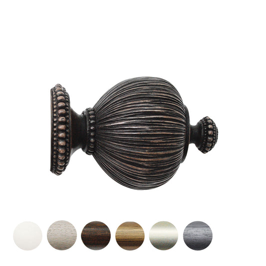 Jones Florentine Pleated 48mm Wooden Curtain Pole Finial - Oak