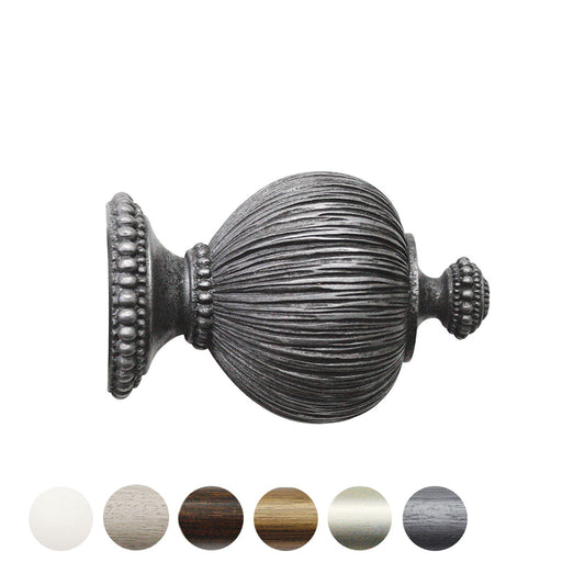 Jones Florentine Pleated 48mm Wooden Curtain Pole Finial - Pewter