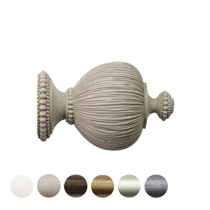 Jones Florentine Pleated 48mm Wooden Curtain Pole Finial - Putty