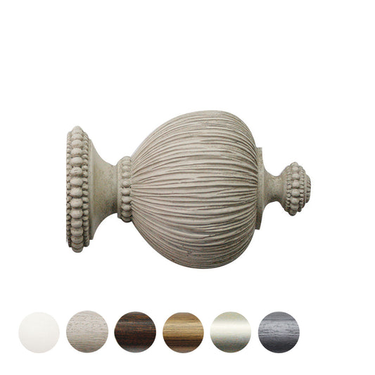 Jones Florentine Pleated 48mm Wooden Curtain Pole Finial - Putty