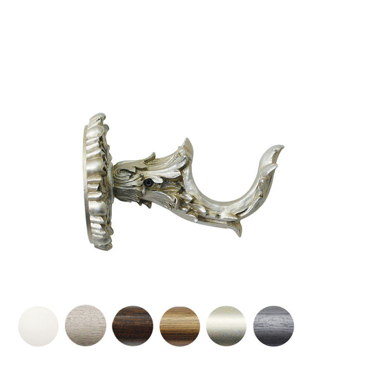 Jones Florentine 48mm Wooden Curtain Pole Acanthus Bracket - Champagne Silver