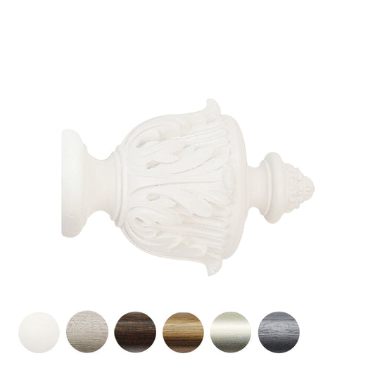 Jones Florentine Acanthus 48mm Wooden Curtain Pole Finial - Cotton