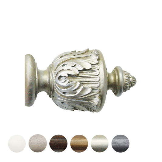 Jones Florentine Acanthus 48mm Wooden Curtain Pole Finial - Champagne Silver