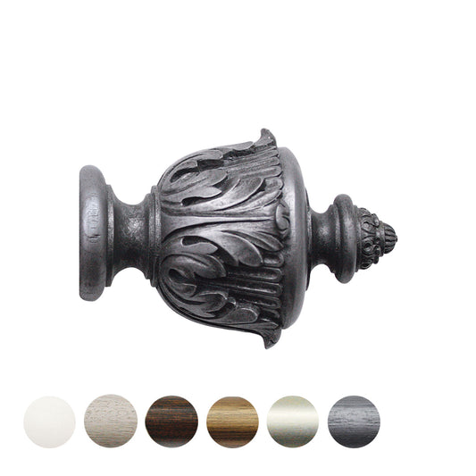 Jones Florentine Acanthus 48mm Wooden Curtain Pole Finial - Pewter