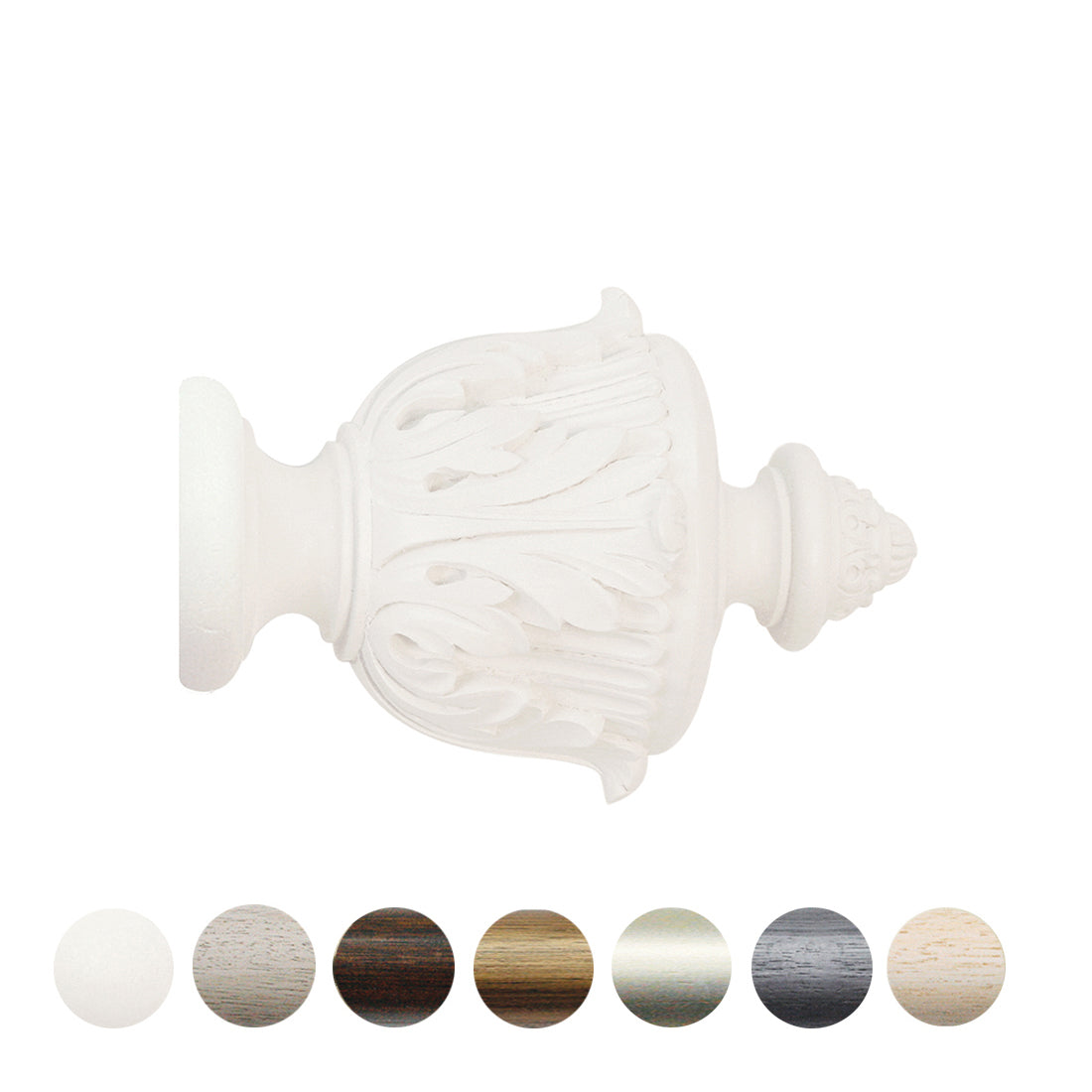Jones Grande Acanthus 63mm Wooden Curtain Pole Finial - Cotton