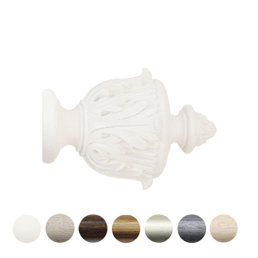 Jones Grande Acanthus 63mm Wooden Curtain Pole Finial - Cotton