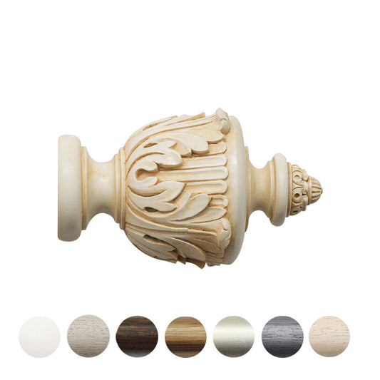 Jones Grande Acanthus 63mm Wooden Curtain Pole Finial - Ivory