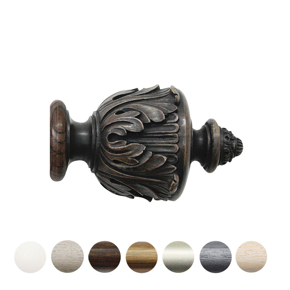 Jones Grande Acanthus 63mm Wooden Curtain Pole Finial - Oak