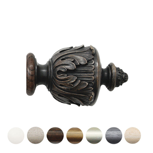 Jones Grande Acanthus 63mm Wooden Curtain Pole Finial - Oak