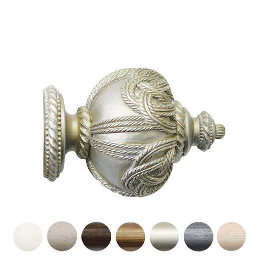 Jones Grande Rope 63mm Wooden Curtain Pole Finial - Champagne Silver