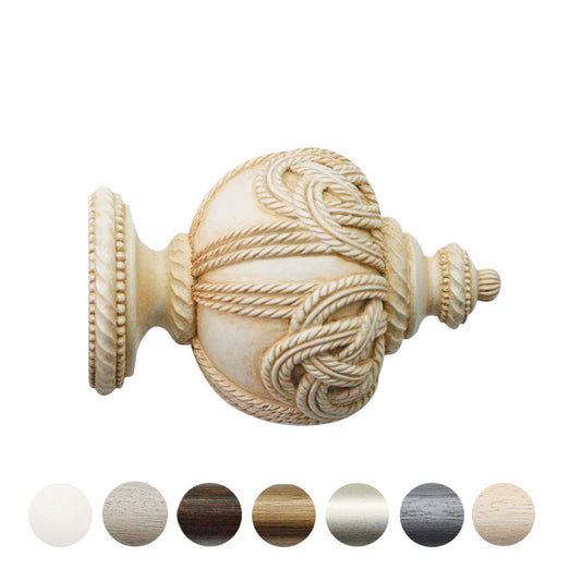 Jones Grande Rope 63mm Wooden Curtain Pole Finial - Ivory