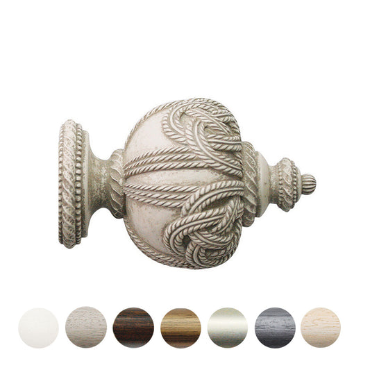 Jones Grande Rope 63mm Wooden Curtain Pole Finial - Putty