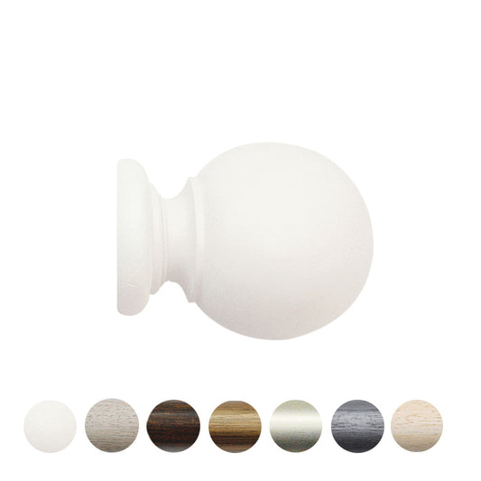 Jones Grande Ball 63mm Wooden Curtain Pole Finial - Cotton