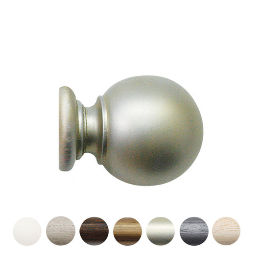 Jones Grande Ball 63mm Wooden Curtain Pole Finial - Champagne Silver