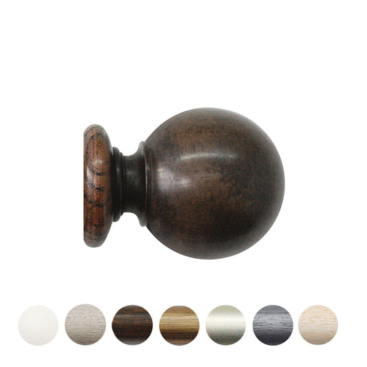 Jones Grande Ball 63mm Wooden Curtain Pole Finial - Oak