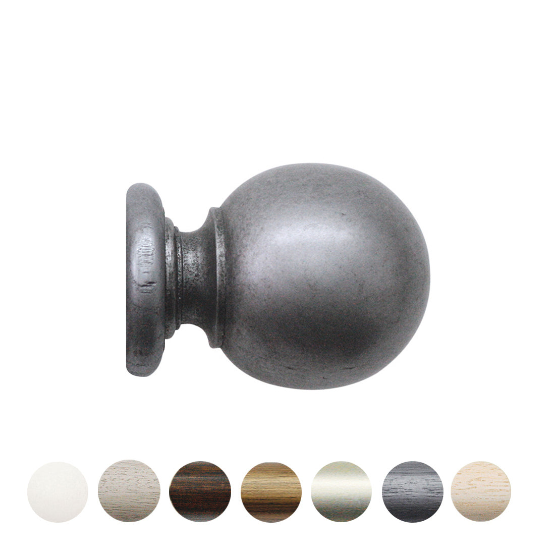 Jones Grande Ball 63mm Wooden Curtain Pole Finial - Pewter