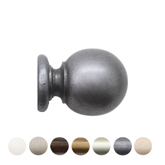 Jones Grande Ball 63mm Wooden Curtain Pole Finial - Pewter