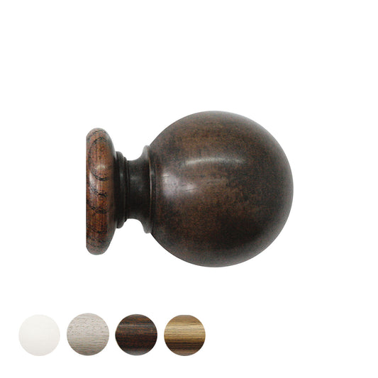 Jones Hardwick Ball 40mm Wooden Curtain Pole Finial - Oak