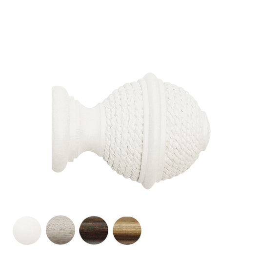 Jones Hardwick Woven Rope 40mm Wooden Curtain Pole Finial - Cotton