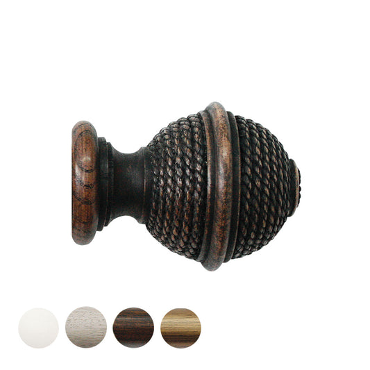 Jones Hardwick Woven Rope 40mm Wooden Curtain Pole Finial - Oak